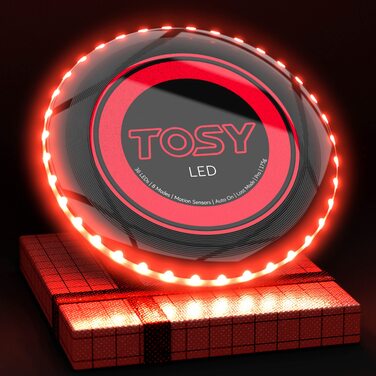 Летаючий диск TOSY з RGB-підсвічуванням 108 LED (Червоний) – для дітей та дорослих, водонепроникний, перезаряджуваний, для активного відпочинку