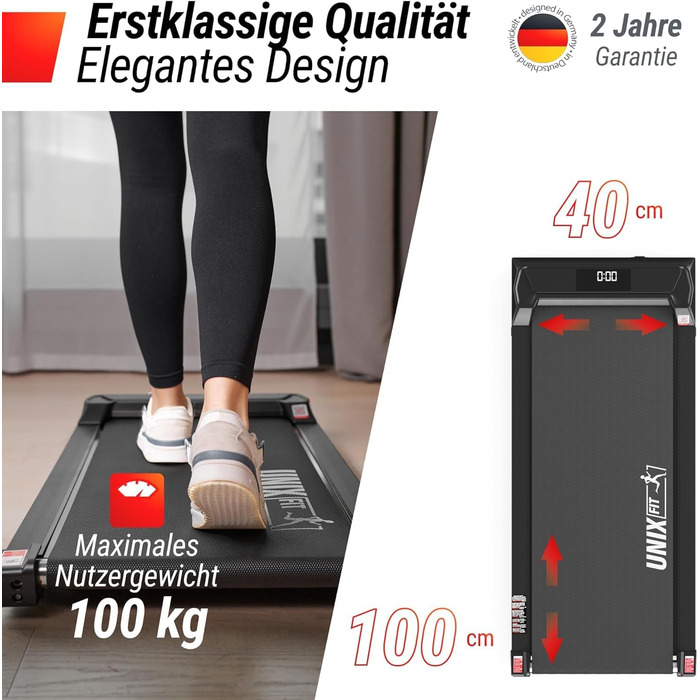Unix Fit Smart Pad – компактний біговий килимок 2-в-1 для дому та офісу, 1-8.5 км/год, тихий мотор, цифрова панель та керування через додаток
