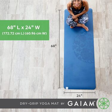 Килимок для йоги Gaiam Sol Dry-Grip для гарячої йоги та інтенсивних тренувань, 78' x 26' x 5 мм, чорний (XL)
