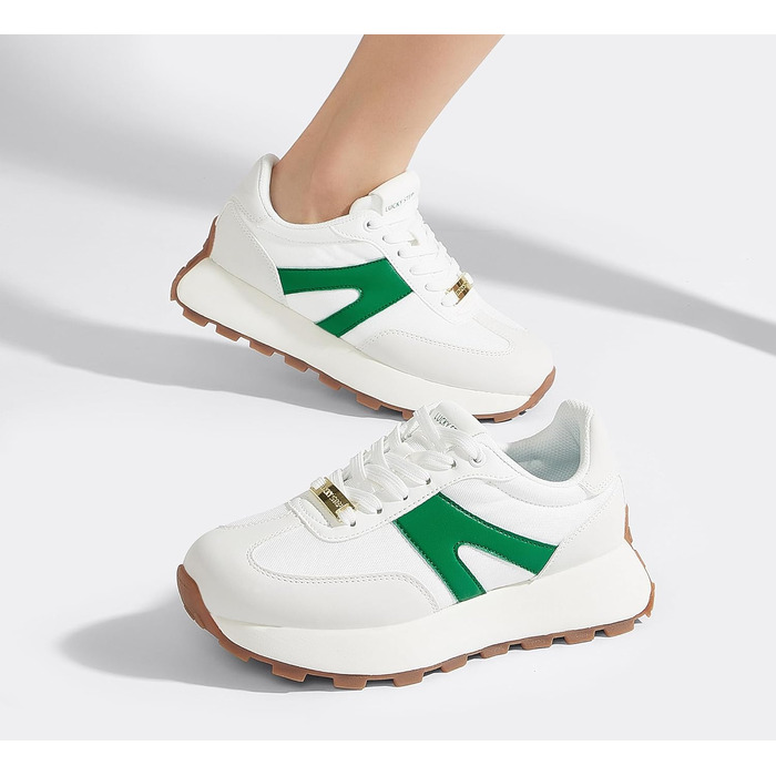 Кросівки жіночі Lucky Step на платформі, ретро-стиль, для бігу, тенісу та повсякденного носіння (Сіро-зелені, 41 EU)