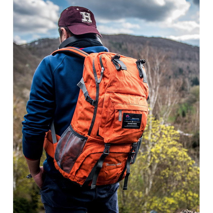 Рюкзак для туризму MOUNTAINTOP 40 л, легкий, для чоловіків і жінок, для походів, подорожей, кемпінгу та альпінізму, помаранчево-червоний