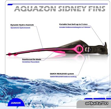 Ласти для дітей AQUAZON Sidney, регульовані, рожеві, 32/37