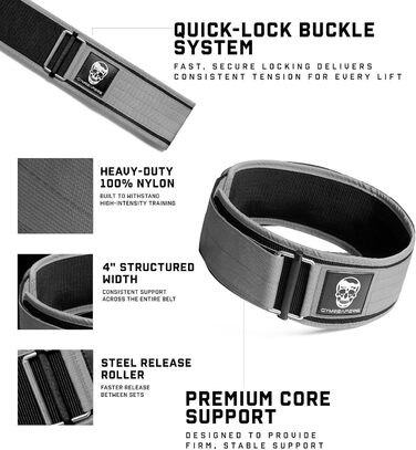 Пояс для важкої атлетики Gymreapers Schnellverschluss Сірий (4 дюйми, неопрен, металева пряжка) для бодібілдингу, пауерліфтингу, крос-тренінгу