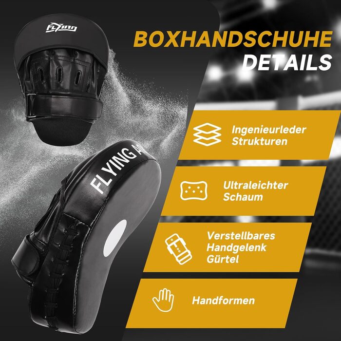 Боксерські подушки Pratzen для MMA, кікбоксингу, карате, тайського боксу, тхеквондо (чорні)