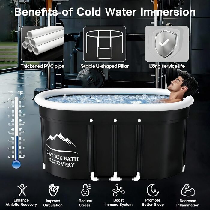 Екзотермічна ванна B&Y Ovales Eisbad: ізольована ванна для холодової терапії (120x65x65 см)