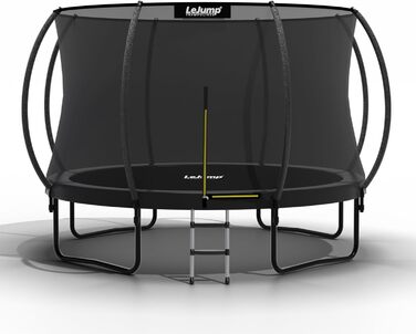 Трамплін LeJump 366 см / 305 см, Outdoor, для фітнесу та саду, з захисним оградою та сіткою, для дітей та дорослих (Чорний, діаметр 305 см)