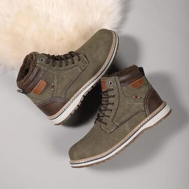 Чоловічі зимові черевики ANALEAF - теплі, непромокаючі, з антиковзаючою підошвою, для прогулянок та походів, зелені, 43 EU