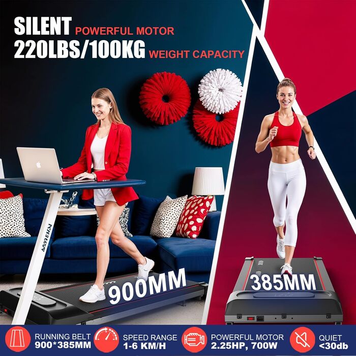CharonFit біговий тренажер для дому Walking Pad: потужність 2.25 PS, вантажопідйомність 100 кг, нахил 4%, швидкість 1-10 км/год