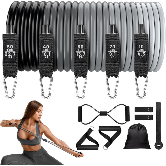 Еластичні стрічки для фітнесу Workout Widerstandsbänder + Ремінь для підтягувань. Набір для тренувань вдома, спортзал, йога. Міцні, регульовані.