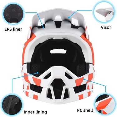 Велошолом Lixada MTB Full Face для гірського велосипеда, вентиляція, легкий, розмір L (59-62 см), чорний із золотом