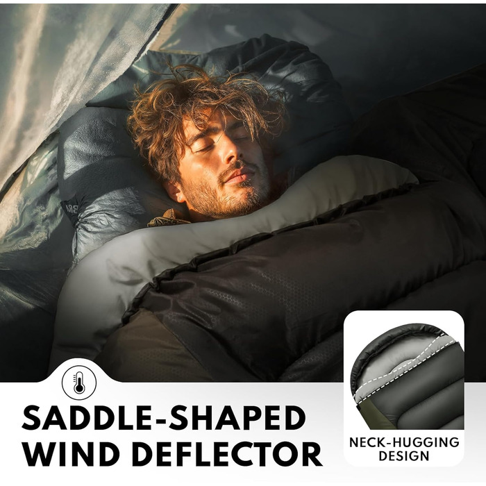 Спальний мішок XXL для дорослих, тепла погода, 3.2 кг, темно-сірий. Підходить для кемпінгу, зимових походів, полювання та подорожей. З компресійним мішком.