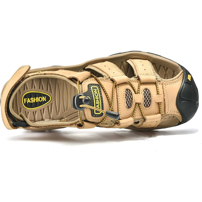 Чоловічі сандалі з натуральної шкіри для відпочинку, трекінгу та риболовлі. Легкі, дихаючі сандалі на літо (47 EU, Хакі)