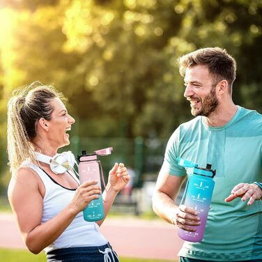 Фляга для води HoneyHolly 1л з фільтром, з маркуванням часу, для спорту, вело, йоги, активного відпочинку (чорний & червоний)