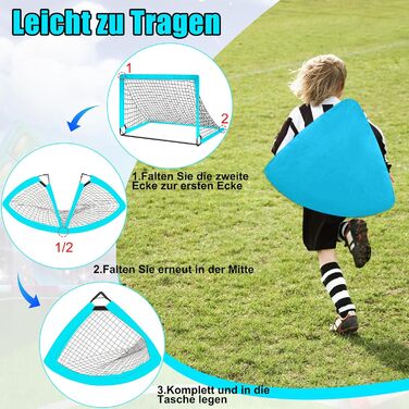 Ворота для футболу CATCHLUCK для дітей, 2 шт. у наборі, 100x80x80 см, блакитні