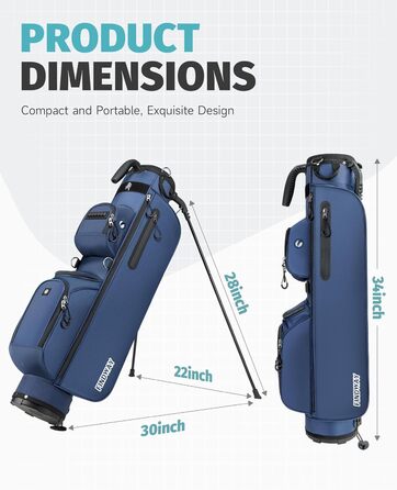 Сумка для гольфу Findway, легка та портативна, з підставкою, 3 відділення, регульований плечовий ремінь, 5 кишень, ручка, для чоловіків та жінок, блакитна
