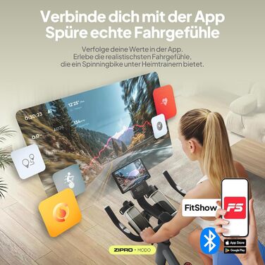 ZIPRO Hometrainer: велотренажер для дому з екраном та мобільною програмою. Стаціонарний велоергометр, до 120 кг, Cardio Fitness