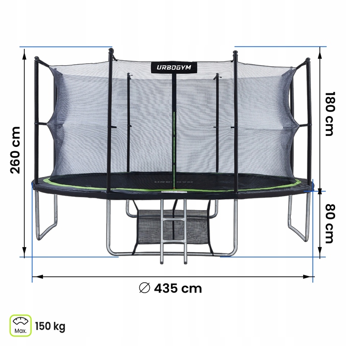 Батут із захисною сіткою Urbogym 435 см FT 14 (427-435 см)
