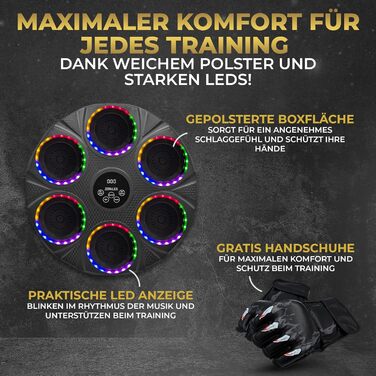 DerALEX Боксерський тренажер з музикою та LED-дисплеєм - електронний бокс для реакції, фітнесу та координації. Боксерський тренажер для дому та фітнес-клубу