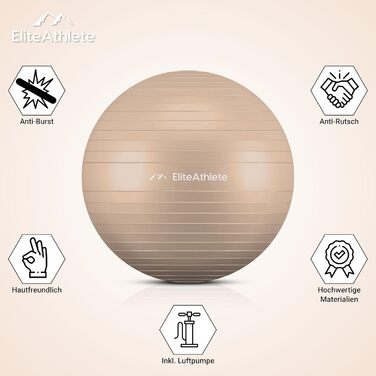 Гімнастичний м'яч EliteAthlete для офісу, фітнесу, йоги, пілатесу, вагітності, з анти-вибуховою системою, насос у комплекті