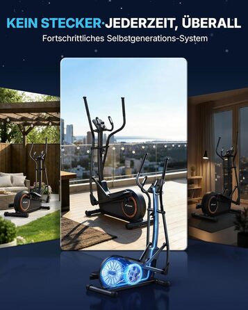 Еліптичний тренажер MERACH E33 для дому: 16 рівнів опору, самостійне живлення, до 150 кг, ультратихий, з додатком