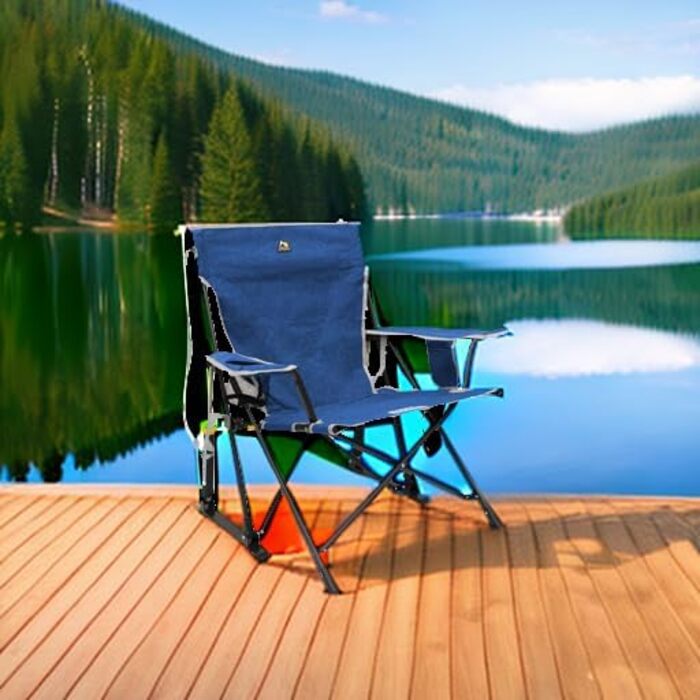Крісло-гойдалка GCI Outdoor Kickback Rocker для відпочинку на природі та кемпінгу, зелений (меланж, кобальтовий)