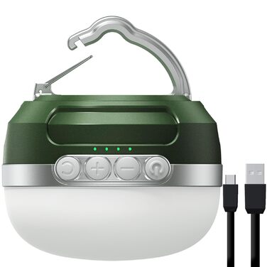 Ліхтар кемпінговий LED 8400mAh акумулятор, RGB, USB-C, 5 режимів, димування, водонепроникний, магнітний, зелений