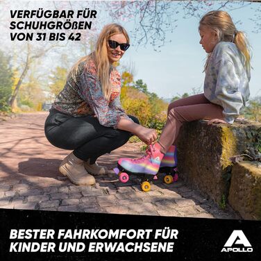 Дитячі та дорослі ролики Apollo Disco Roller з LED підсвіткою, розмір 31-42, Quad-ролики для танців