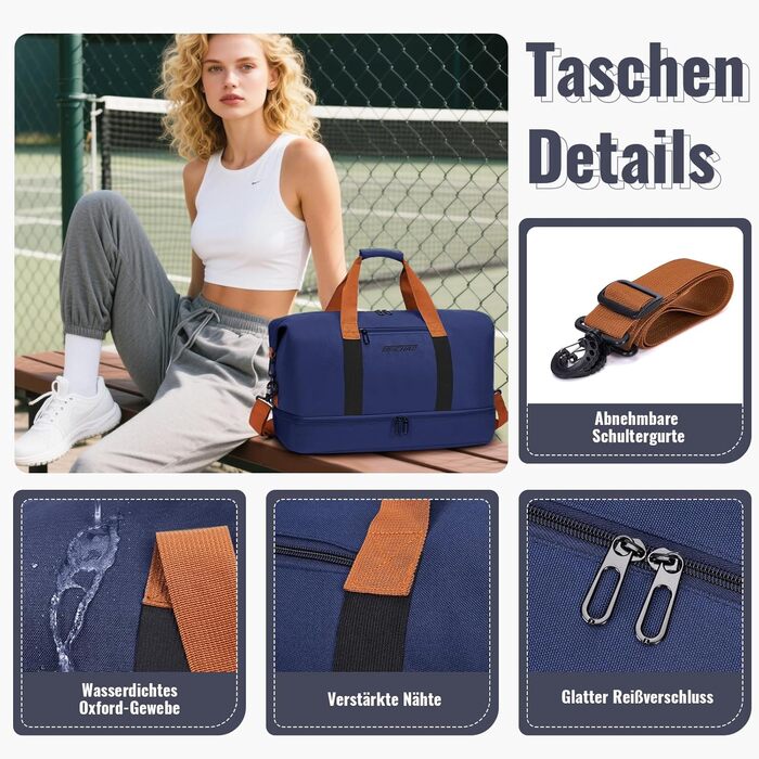 Спортивна сумка-рюкзак для чоловіків та жінок з відділенням для взуття та мокрого одягу, велика містка сумка для подорожей, тренувань, плавання (Navy Blue)