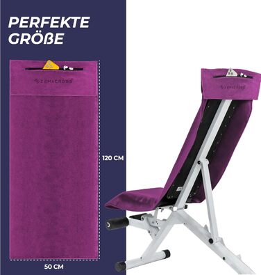 Рушник для фітнесу з мікрофібри 120x50 - швидковисихаючий, з кишенею на блискавці, м'який спортивний рушник для спортзалу та тренажерного залу (120 x 50 см, Бордовий)