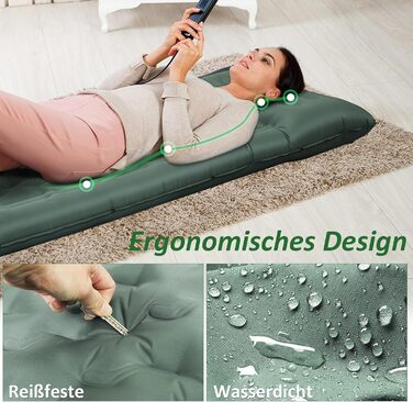 Кемпінговий килимок Jaztral самонадувний 2025, 12 см, посилена структура, насос, подушка 16 см, стійкий до розривів, ультралегкий та компактний для відпочинку на природі, походів, пляжу, 70 x 199 см