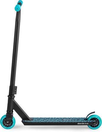 SOKE Evo: Скутер для екстремального катання в скейтпарку – ABEC-9 підшипники з вуглецевого волокна, сталеві, PU-колеса 88A, Y-образний кермо з TPR-покриттям, алюмінієва дека (чорний/синій)