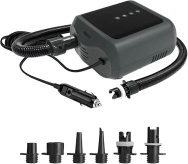 Електричний надувний насос PBG для SUP, човнів, каяків та кемпінгу з LCD дисплеєм (12V, 20 PSI, Powerbank)