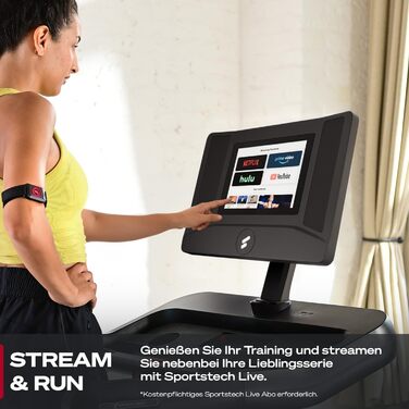 Біговий тренажер Sportstech sTread Pro/Lite – складаний, до 20 км/год, нахил 12%, вантажопідйомність 150 кг, LED-дисплей, сумісність з додатком, тихий 7PS двигун, велика бігова поверхня (sTread Pro 10.1')