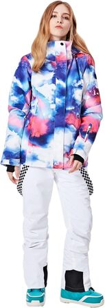 Жіночий гірськолижний костюм ALSOGO: вітро- та водонепроникний комплект з курткою та трикотажними штанами для катання на лижах, сноуборді та альпінізмі (SMNHua+Black)