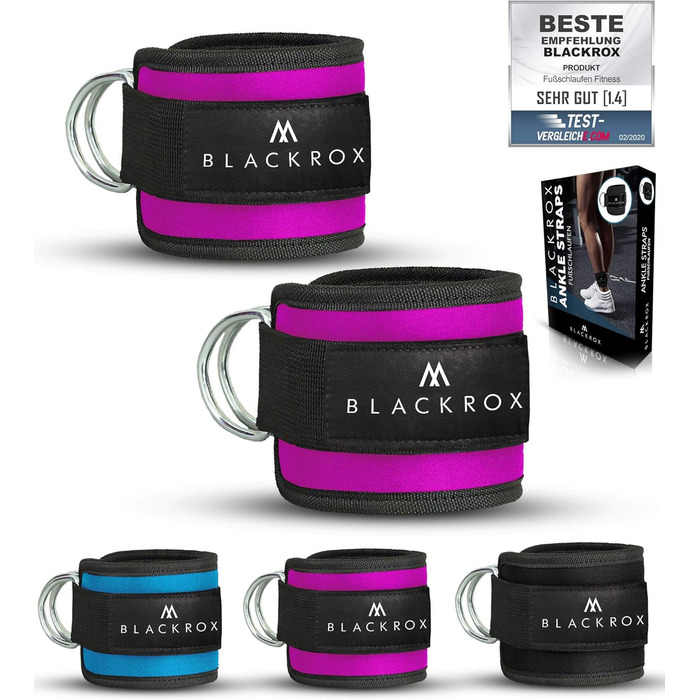 BLACKROX фітнес-манжети на щиколотку для тренувань, 2 шт, рожеві, універсальні для жінок і чоловіків, для кабельної тяги, спортзалу