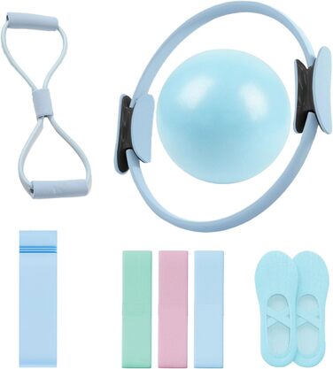 Набір для пілатесу: кільце Magic Circle, еластичні стрічки, м'яч, шкарпетки, Puller, обладнання для дому. Підходить для жінок та початківців.