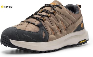 Черевики для хайкінгу FitVille для чоловіків, широкі, легкі, дихаючі. Трекінгові черевики, Outdoor, антиковзаючі, з підтримкою щиколотки, амортизація. Чоловічі кросівки з підтримкою склепіння стопи, 41 EU, коричневі.