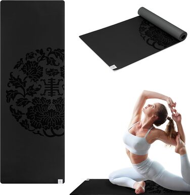 Килимок для йоги Gaiam Sol Dry-Grip для гарячої йоги та інтенсивних тренувань, 78' x 26' x 5 мм, чорний (XL)