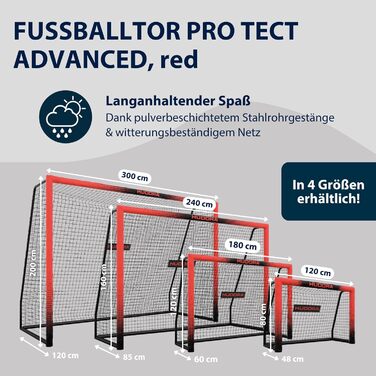 Ворота для футболу HUDORA Pro Tect Advanced – Міцні та стійкі до погодних умов для дітей та дорослих. Розмір 240 x 160 см.