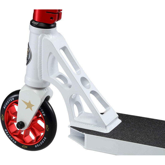Трюковий самокат STAR SCOOTER Pro Sport 120 мм для дітей від 7 років та дорослих, алюмінієвий, біло-червоний