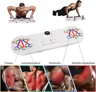 Набір для віджимань Dnkelar 3-в-1, фітнес-дошка для тренування всього тіла, з ручками для віджимань та еспандером, обладнання для дому, білий