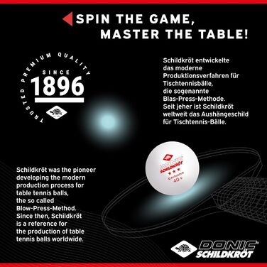 М'яч для настільного тенісу Donic-Schildkröt Exclusive 3 зірки, поліуретан 40+ якість, для тренувань та розваг, білий, помаранчевий або кольоровий, 6/3 шт.