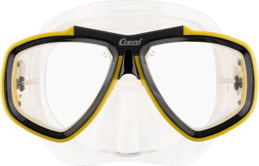 Cressi Focus – маска для снорклінгу, набір для дорослих і дітей, регульована, сумісна з коригуючими лінзами –1.00 до –8.00, водовідштовхувальна, прозора/жовта