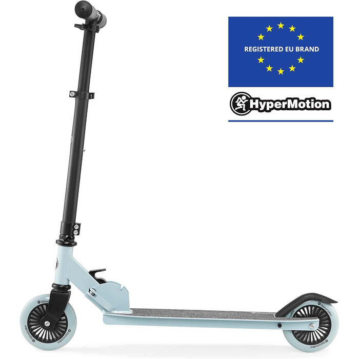 Самокат дитячий HyperMotion Willy складаний, регульований кермо, гумові колеса, до 40 кг, чорний/блакитний