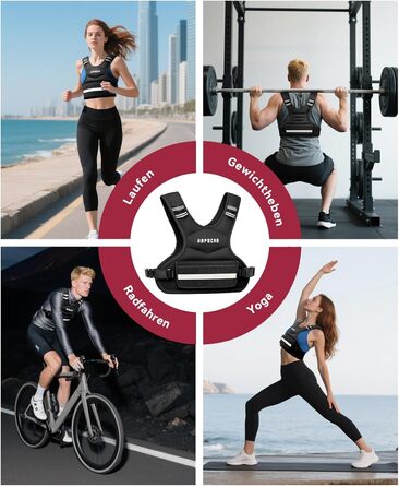 Вага для тренувань HAPBEAR регульована, 1.8–4.5 кг, для чоловіків та жінок, з кишенею для гантелі, ідеальна для фітнесу, силових тренувань, бігу та схуднення, чорна