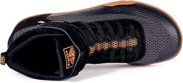 Черевики для боротьби, боксерські, фітнес, важкої атлетики та пауерліфтингу з плоскою підошвою (42 EU, широкі, чорний та золотий)