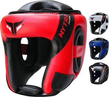Захист голови для боксу Mytra Fusion з регульованим ременем, MMA, Муай Тай, спаринги, бойові мистецтва, Карате, червоно-чорний, L-XL