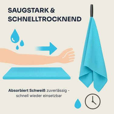 Рушник для фітнесу YUMUVE 125x50 см - спортивний рушник з покриттям для обладнання - неслизький & швидковисихаючий - мікрофібра, рифлена тканина - ідеально для спортзалу, тренажерного залу, йоги, тренувань - 5 кольорів (синій)