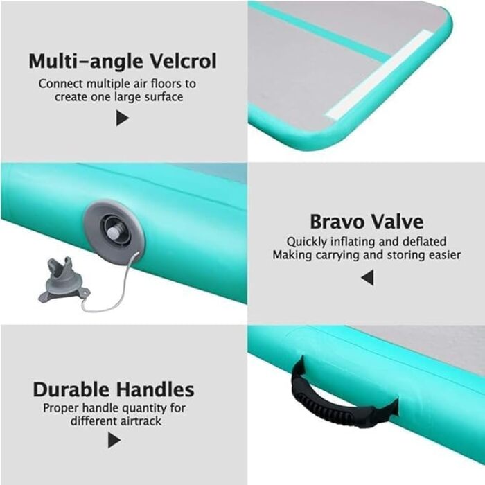 Надувна гімнастична килимок LSLIFE для дому, 5м, з електричним насосом. Підходить для гімнастики, йоги, тренувань дітей. Товщина 10см.