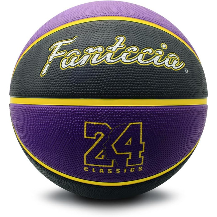 Баскетбольний м'яч Fantecia 7 розміру з насосом - преміум м'яч Street Rubber для гри та тренувань у залі та на вулиці, фіолетовий